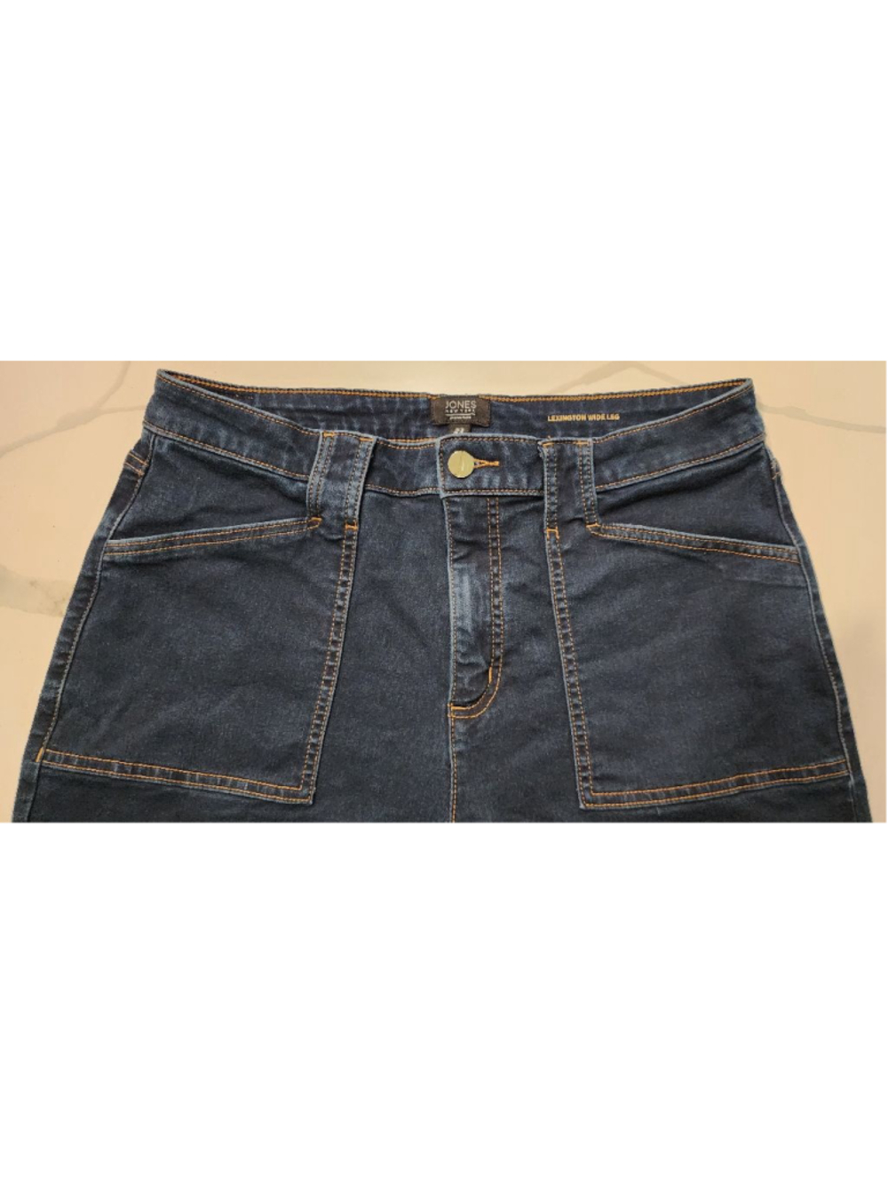 Jones New York Signature Lexington Wide Leg Jeans Women's Size 12 Dark Wash - Picture 3 of 13